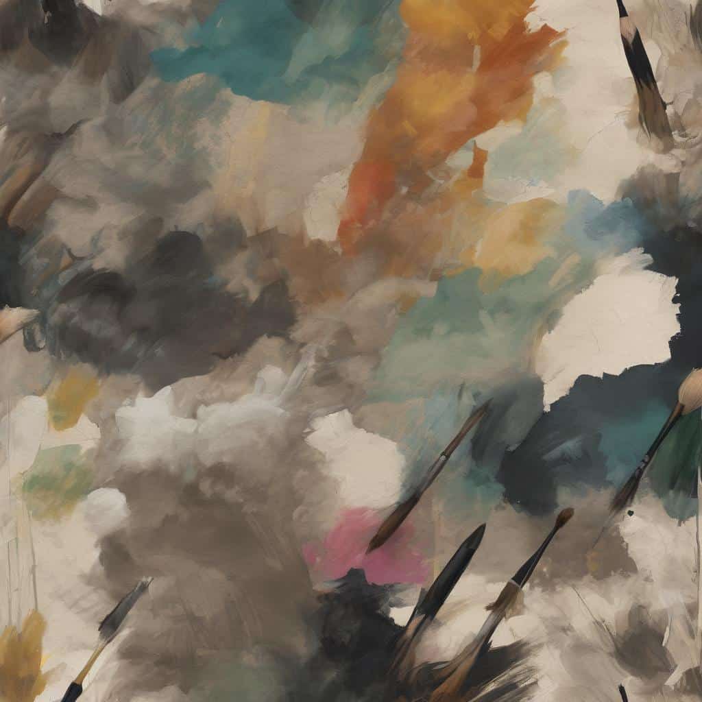 Ζωγραφικό πίνακα με καλλιτεχνική έμπνευση και δημιουργικότητα, χρωματικά σχήματα και πινελιές.